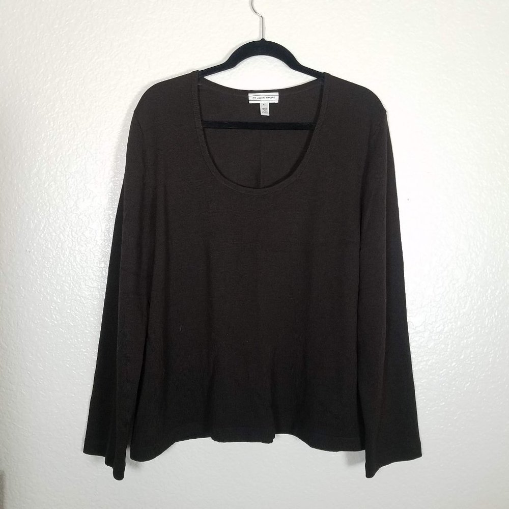 St. John Sport Wool Blend Chocolate Brown Top